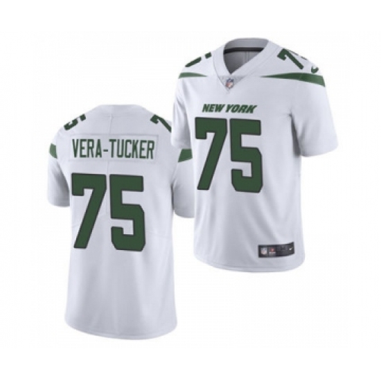 Men's New York Jets 75 Alijah Vera-Tucker 2021 Football Draft White Vapor Untouchable Limited Jersey