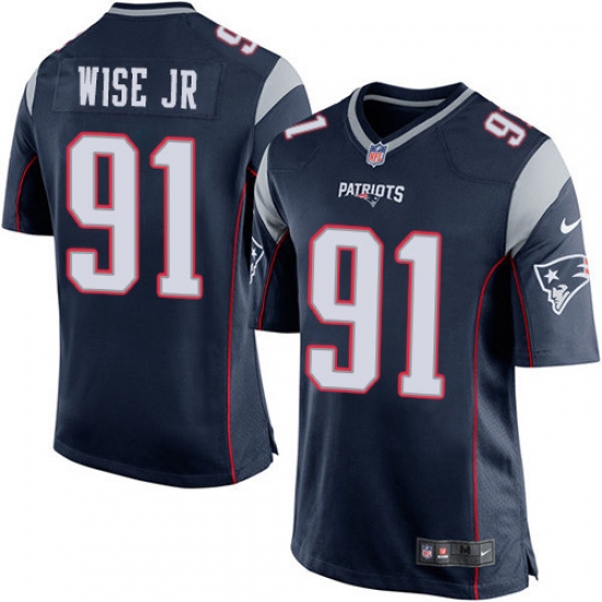 Men's Nike New England Patriots 91 Deatrich Wise Jr Game Navy Blue Team Color NFL Jersey