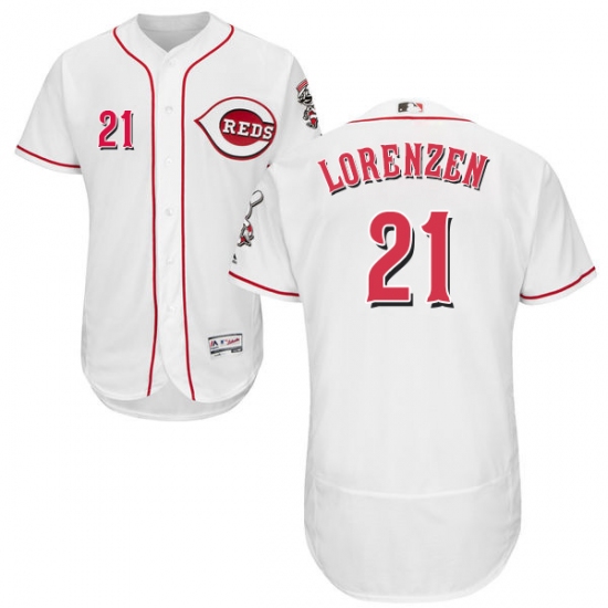 Men's Majestic Cincinnati Reds 21 Michael Lorenzen White Home Flexbase Authentic Collection MLB Jersey