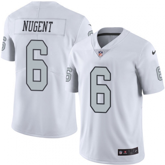 Men's Nike Oakland Raiders 6 Mike Nugent Limited White Rush Vapor Untouchable NFL Jersey