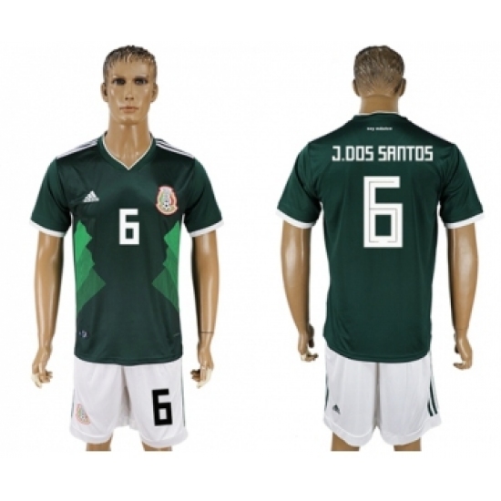Mexico 6 J.Dos Santos Green Home Soccer Country Jersey