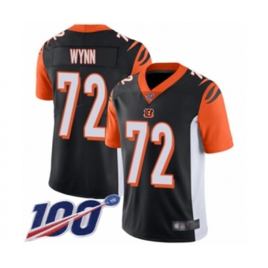 Men's Cincinnati Bengals 72 Kerry Wynn Black Team Color Vapor Untouchable Limited Player 100th Season Football Jersey
