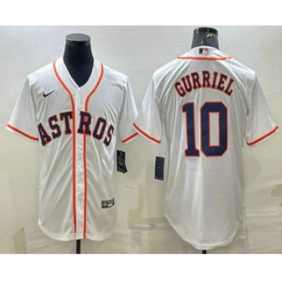 Men's Houston Astros 10 Yuli Gurriel White Stitched MLB Cool Base Nike Jersey