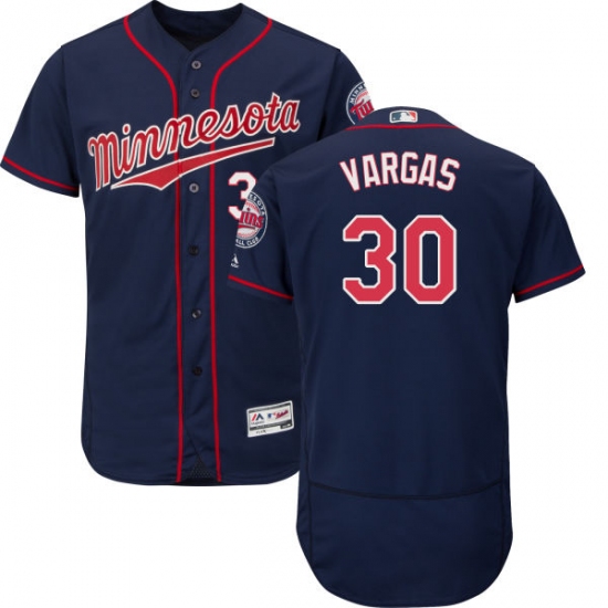 Men's Majestic Minnesota Twins 30 Kennys Vargas Authentic Navy Blue Alternate Flex Base Authentic Collection MLB Jersey