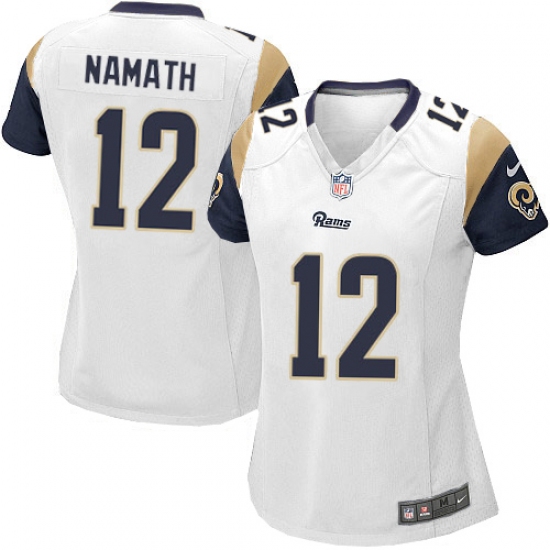 Women's Nike Los Angeles Rams 12 Joe Namath Game White NFL Jersey