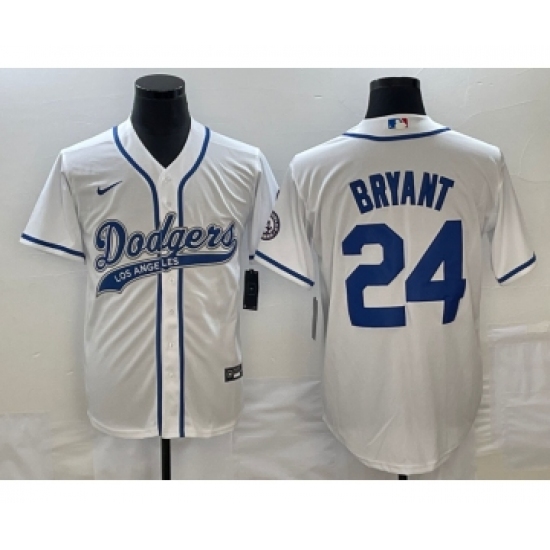 Men's Los Angeles Dodgers 24 Kobe Bryant White Cool Base Stitched Baseball Jersey
