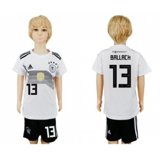 Germany 13 Ballack White Home Kid Soccer Country Jersey