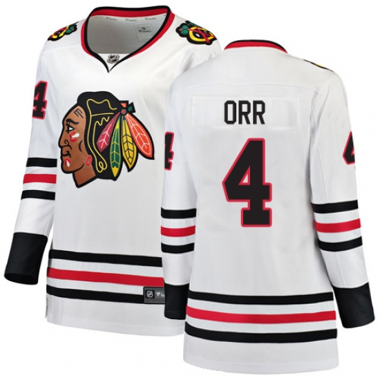 Women's Chicago Blackhawks 4 Bobby Orr Authentic White Away Fanatics Branded Breakaway NHL Jersey