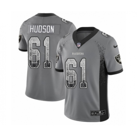 Men's Nike Oakland Raiders 61 Rodney Hudson Limited Gray Rush Drift Fashion NFL Jersey