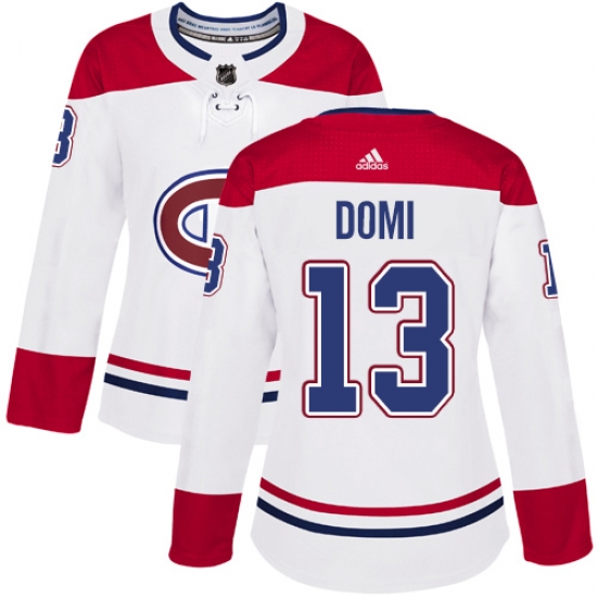 Women's Adidas Montreal Canadiens 13 Max Domi Authentic White Away NHL Jersey