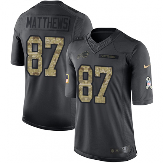 Men's Nike Buffalo Bills 87 Jordan Matthews Limited Black 2016 Salute to Service NFL Jersey