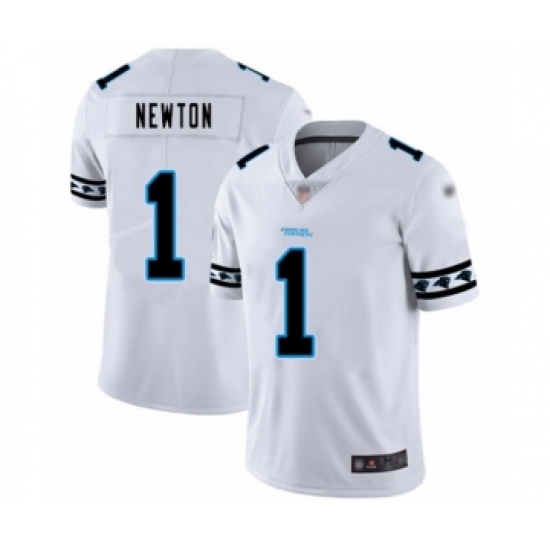 Men's Carolina Panthers 1 Cam Newton White Team Logo Fashion Limited Football Jersey