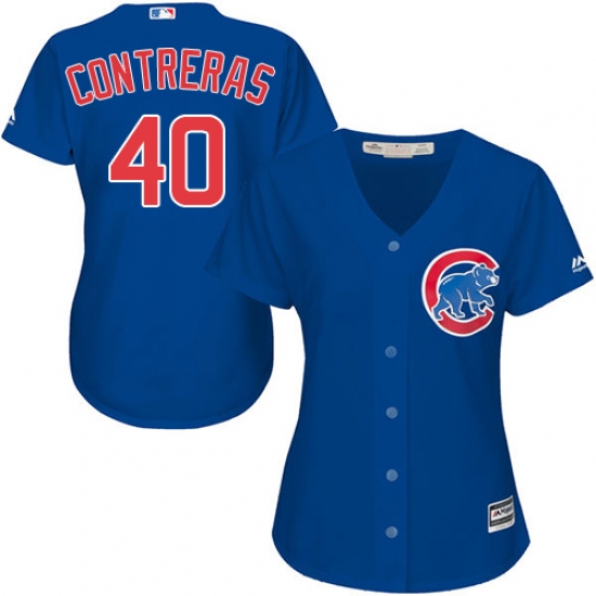 Women's Majestic Chicago Cubs 40 Willson Contreras Authentic Royal Blue Alternate MLB Jersey