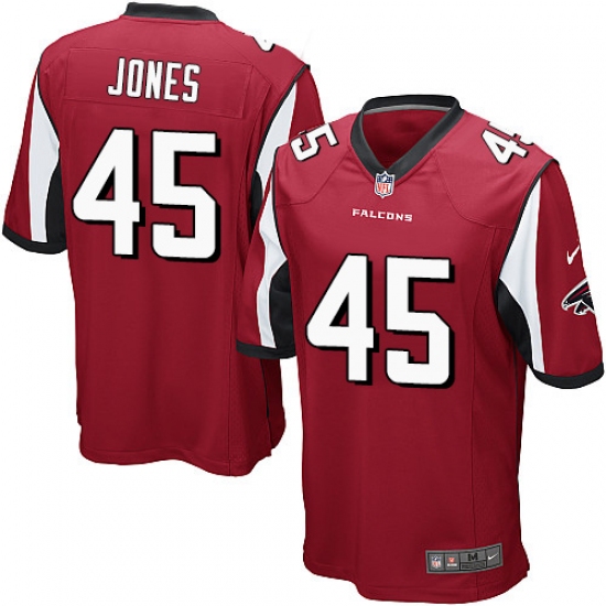 Men's Nike Atlanta Falcons 45 Deion Jones Game Red Team Color NFL Jersey