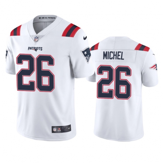 Nike New England Patriots 26 Sony Michel Men's White 2020 Vapor Limited Jersey