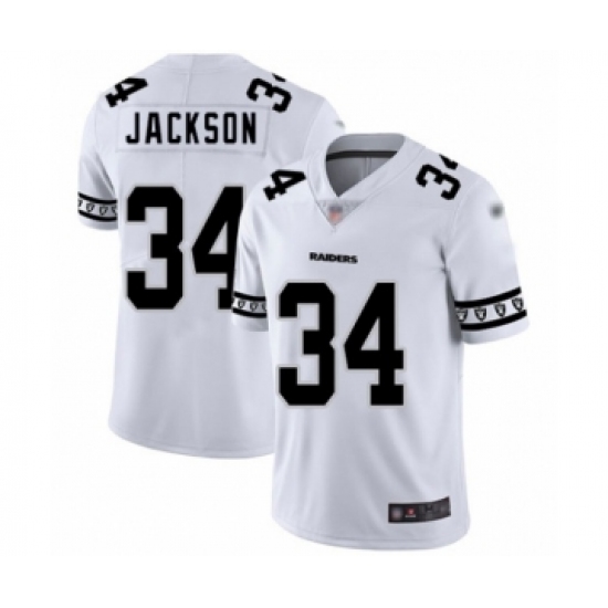 Men's Oakland Raiders 34 Bo Jackson White Team Logo Fashion Limited Player 100th Season Football Jersey