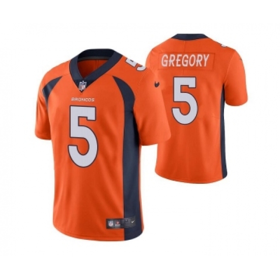 Men's Denver Broncos 5 Randy Gregory Orange Vapor Untouchable Limited Stitched Jersey