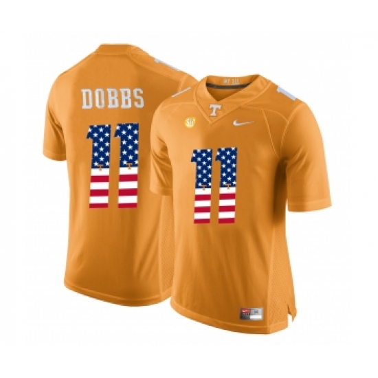 Tennessee Volunteers 11 Joshua Dobbs Orange USA Flag College Football Jersey
