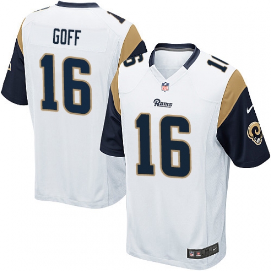 Men's Nike Los Angeles Rams 16 Jared Goff Game White NFL Jersey