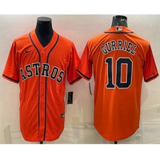 Men's Houston Astros 10 Yuli Gurriel Orange Stitched MLB Cool Base Nike Jersey
