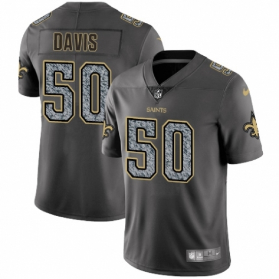Men's Nike New Orleans Saints 50 DeMario Davis Gray Static Vapor Untouchable Limited NFL Jersey