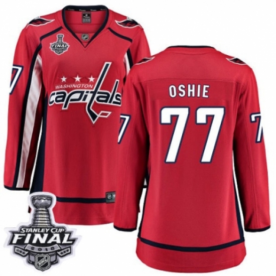 Women's Washington Capitals 77 T.J. Oshie Fanatics Branded Red Home Breakaway 2018 Stanley Cup Final NHL Jersey