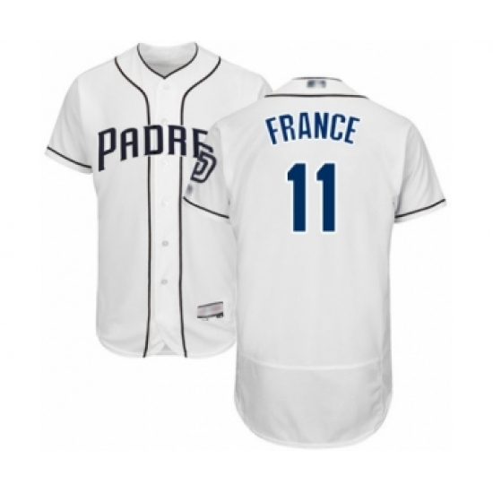 Men's San Diego Padres 11 Ty France White Home Flex Base Authentic Collection Baseball Player Jersey