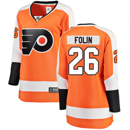 Women's Philadelphia Flyers 26 Christian Folin Fanatics Branded Orange Home Breakaway NHL Jersey