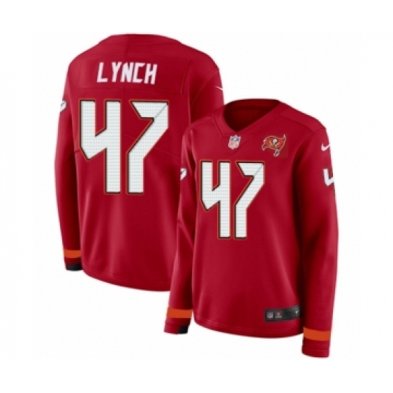 Women's Nike Tampa Bay Buccaneers 47 John Lynch Limited Red Therma Long Sleeve NFL Jersey