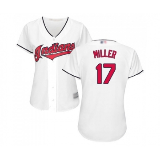 Women's Cleveland Indians 17 Brad Miller Replica White Home Cool Base Baseball Jersey