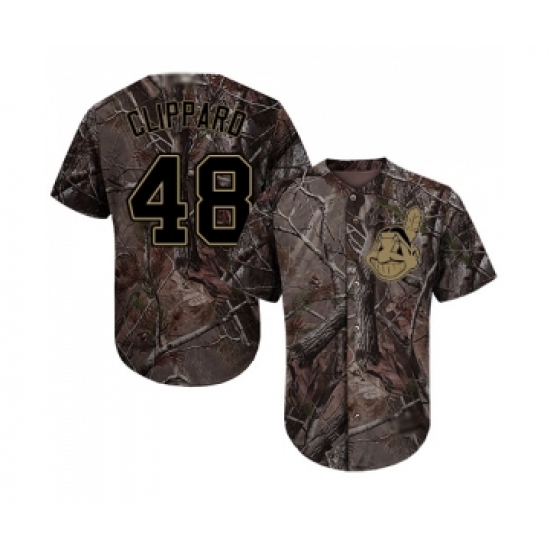 Men's Cleveland Indians 48 Tyler Clippard Authentic Camo Realtree Collection Flex Base Baseball Jersey