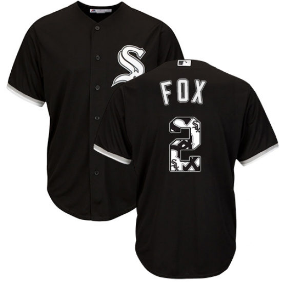 Men's Majestic Chicago White Sox 2 Nellie Fox Authentic Black Team Logo Fashion Cool Base MLB Jersey