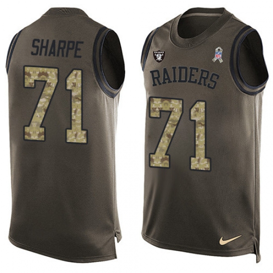 Men's Nike Oakland Raiders 71 David Sharpe Limited Green Salute to Service Tank Top NFL Jersey