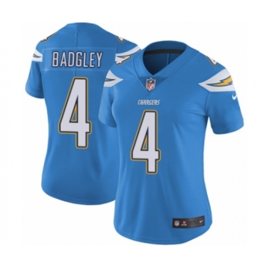 Women's Nike Los Angeles Chargers 4 Michael Badgley Electric Blue Alternate Vapor Untouchable Limited Player NFL Jersey
