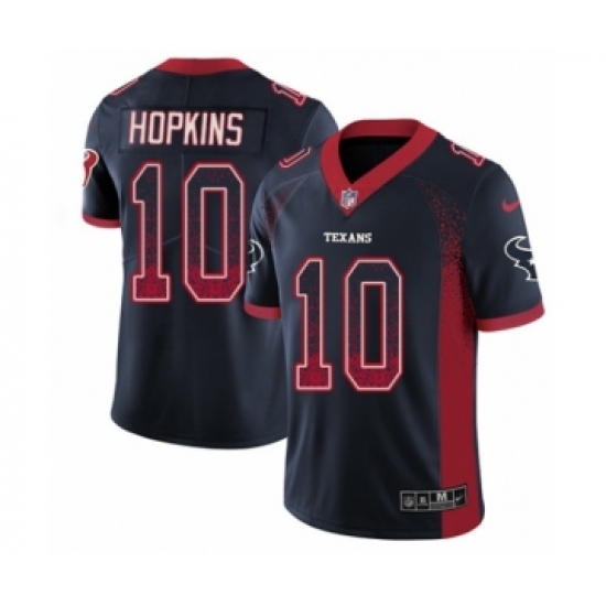 Men's Nike Houston Texans 10 DeAndre Hopkins Limited Navy Blue Rush Drift Fashion NFL Jersey
