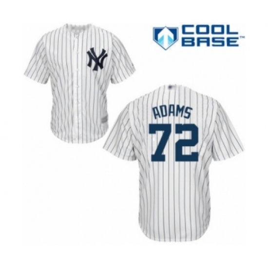 Youth New York Yankees 72 Chance Adams Authentic White Home Baseball Player Jersey