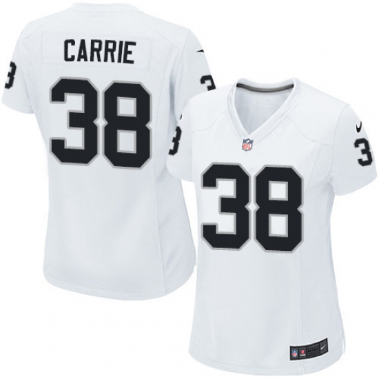 Women's Nike Oakland Raiders 38 T.J. Carrie Game White NFL Jersey