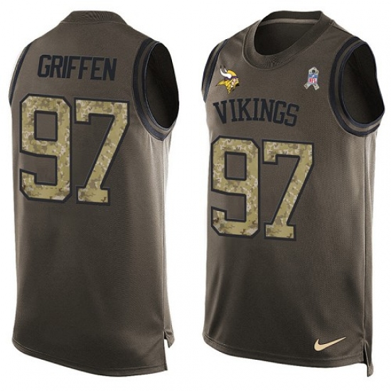 Men's Nike Minnesota Vikings 97 Everson Griffen Limited Green Salute to Service Tank Top NFL Jersey