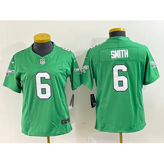 Women's Nike Philadelphia Eagles 6 DeVonta Smith Green 2023 F.U.S.E. Vapor Limited Throwback Stitched Football Jersey
