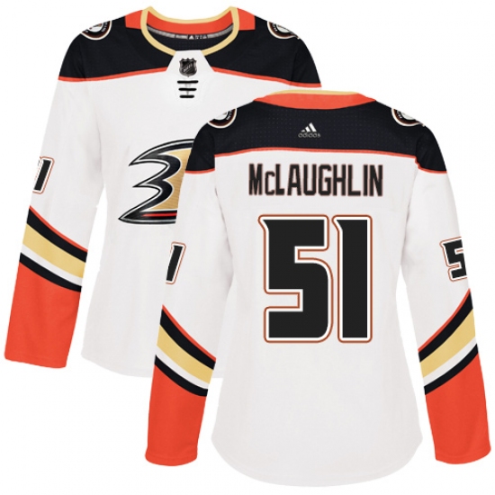 Women's Adidas Anaheim Ducks 51 Blake McLaughlin Authentic White Away NHL Jersey