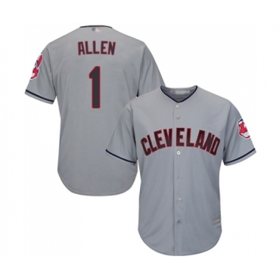 Men's Cleveland Indians 1 Greg Allen Replica Grey Road Cool Base Baseball Jersey