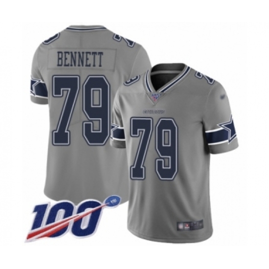 Youth Dallas Cowboys 79 Michael Bennett Limited Gray Inverted Legend 100th Season Football Jersey