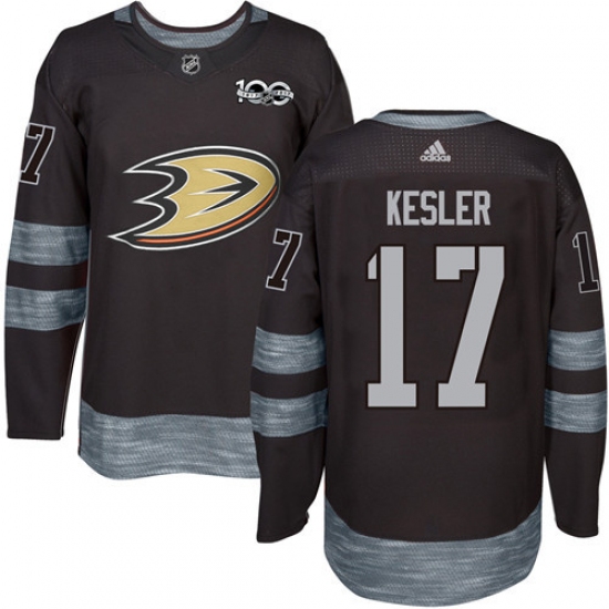 Men's Adidas Anaheim Ducks 17 Ryan Kesler Authentic Black 1917-2017 100th Anniversary NHL Jersey