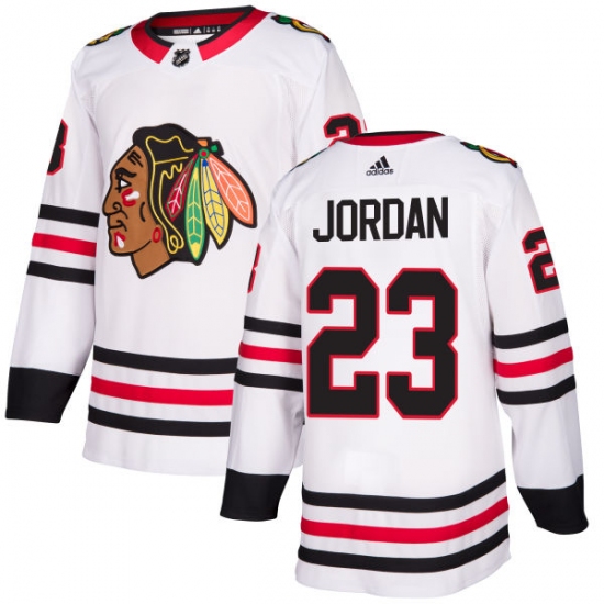 Women's Adidas Chicago Blackhawks 23 Michael Jordan Authentic White Away NHL Jersey