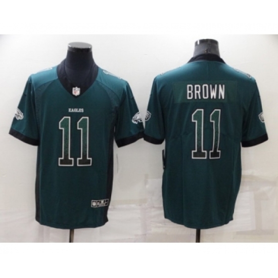 Men's Philadelphia Eagles 11 A. J. Brown Green Fashion Color Rush Limited Stitched Jersey