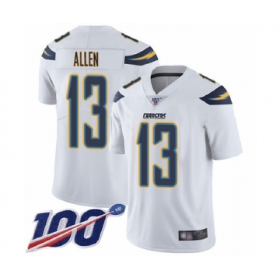 Men's Los Angeles Chargers 13 Keenan Allen White Vapor Untouchable Limited Player 100th Season Football Jersey