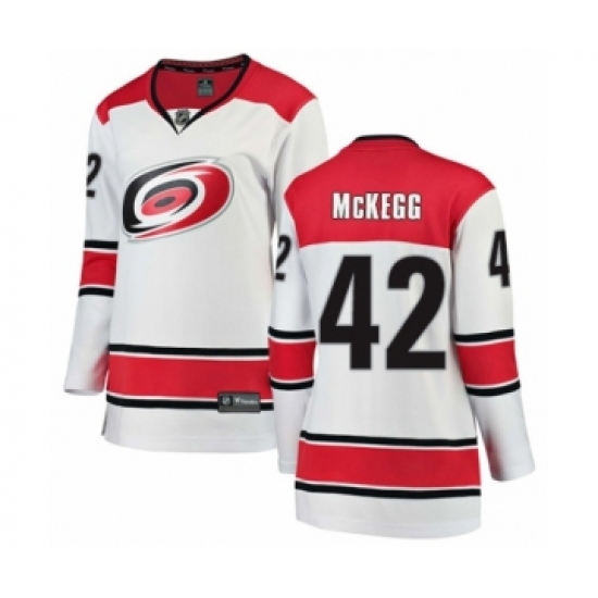 Women's Carolina Hurricanes 42 Greg McKegg Authentic White Away Fanatics Branded Breakaway NHL Jersey