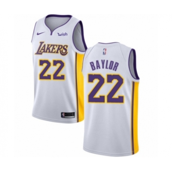 Men's Los Angeles Lakers 22 Elgin Baylor Authentic White Basketball Jersey - Association Edition