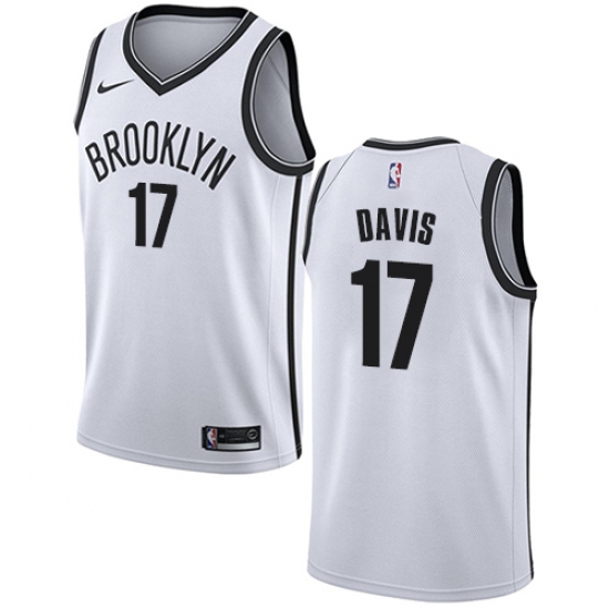 Men's Nike Brooklyn Nets 17 Ed Davis Swingman White NBA Jersey - Association Edition