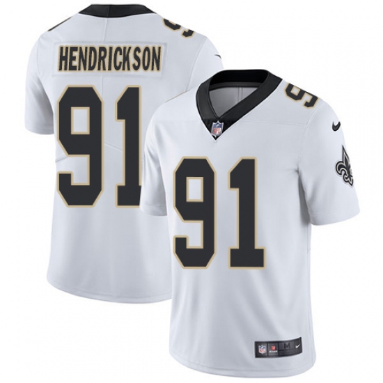 Men's Nike New Orleans Saints 91 Trey Hendrickson White Vapor Untouchable Limited Player NFL Jersey
